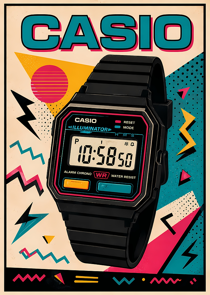 Retro 80s Style Casio Watch Poster