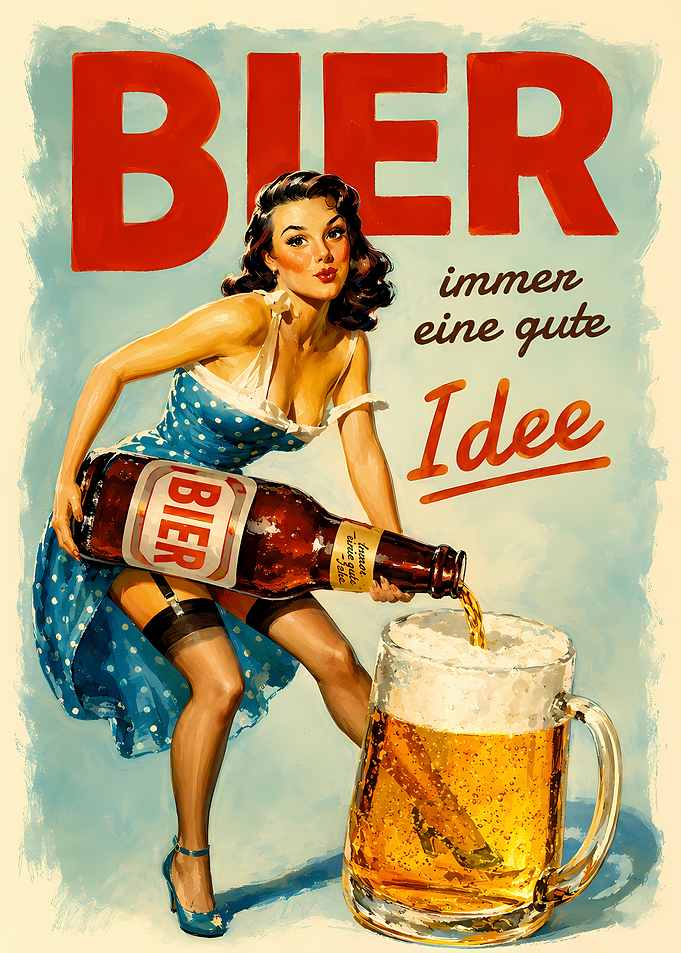Vintage Pin-up Beer Advertising Poster