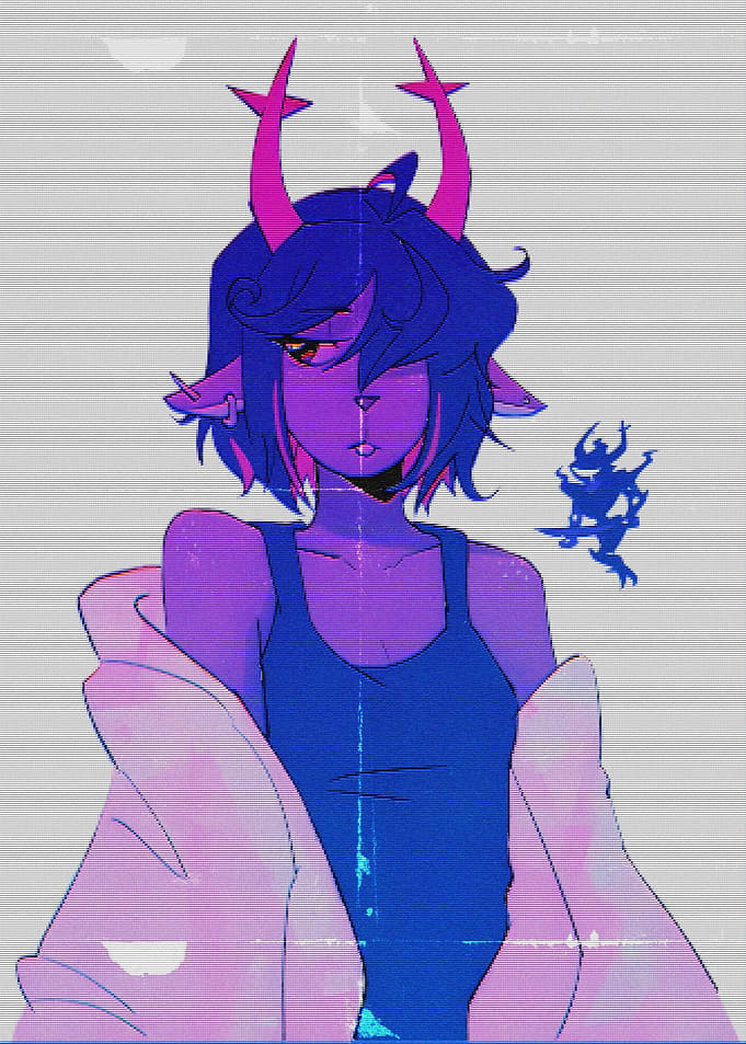 Anime Style Horned Character Portrait