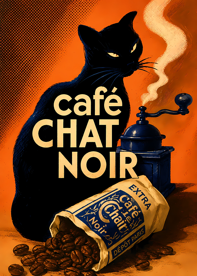 Café Chat Noir Vintage Coffee Poster