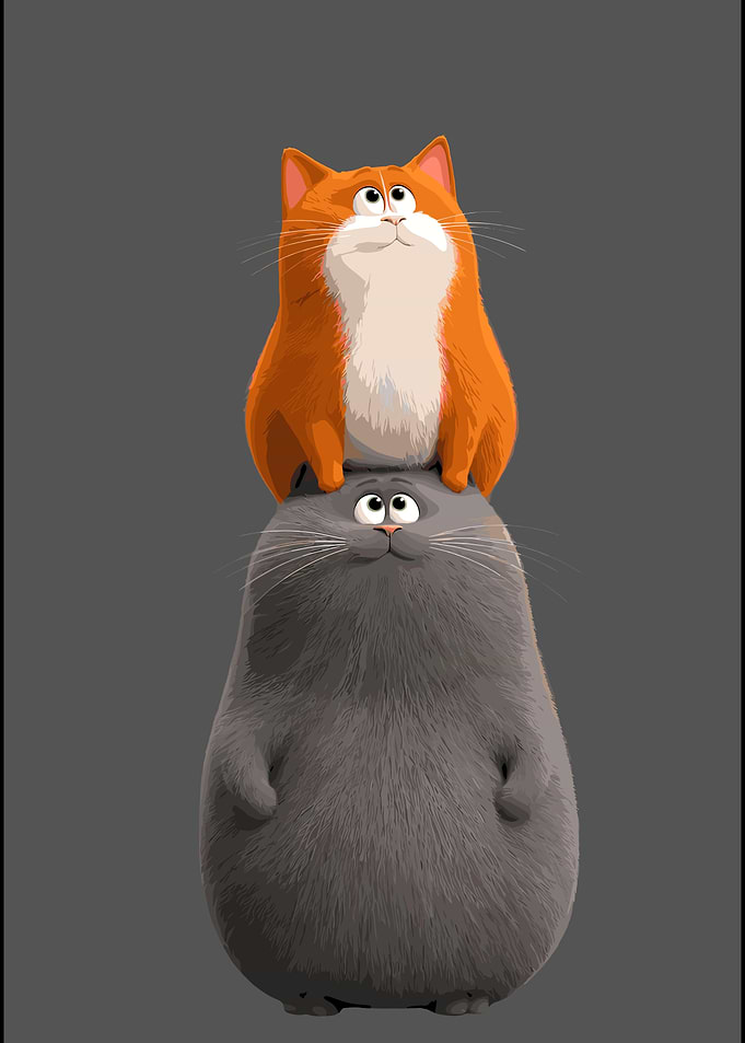 Cute Stacked Orange and Grey Cats