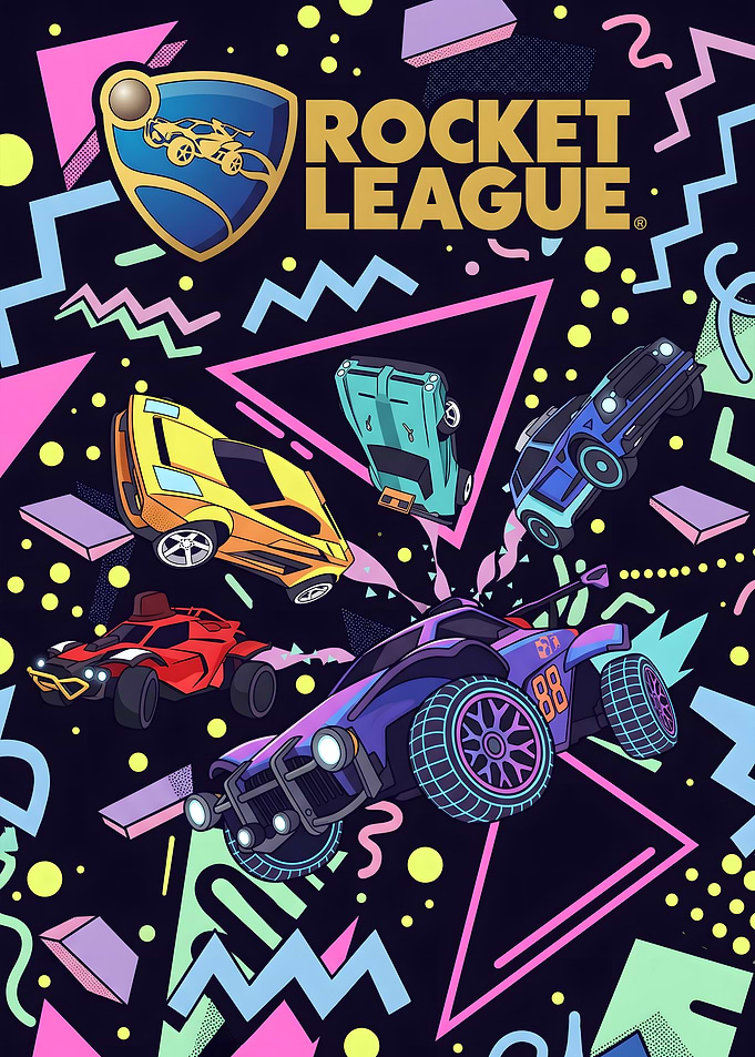 Rocket League 90s Retro Poster