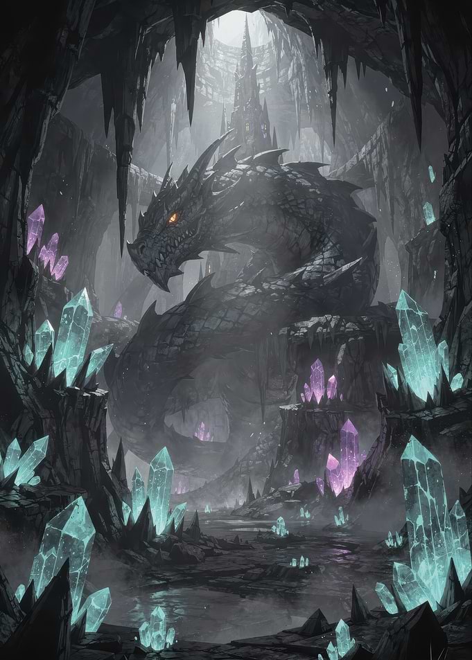Dragon in a Crystal Cave