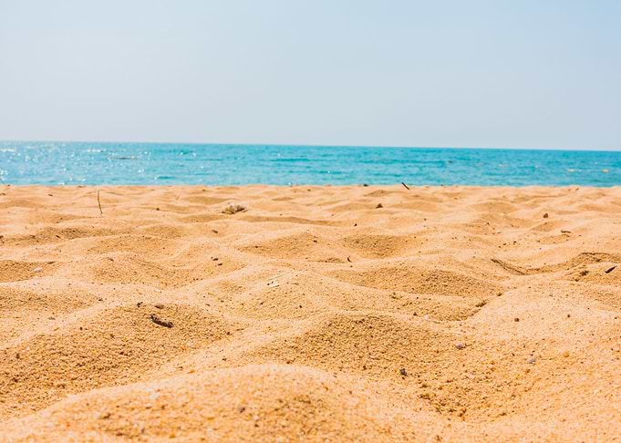 Sandy Beach and Blue Ocean View