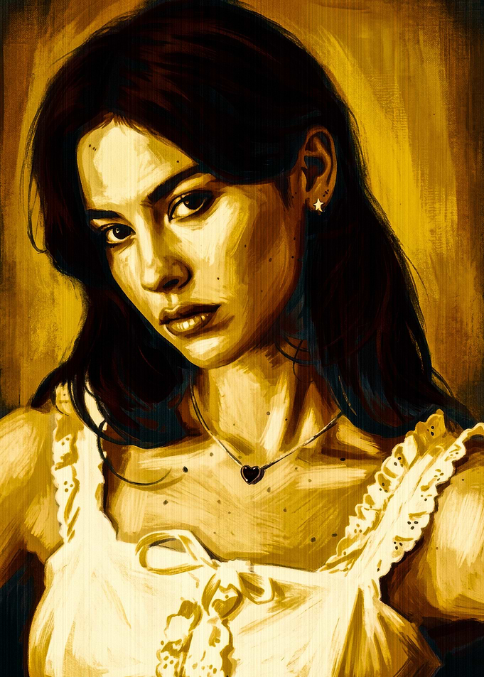 Golden Portrait of a Young Woman