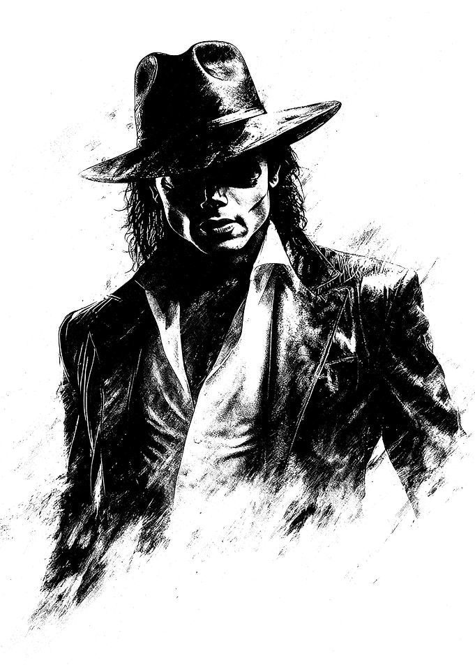 Michael Jackson Fedora Portrait Sketch