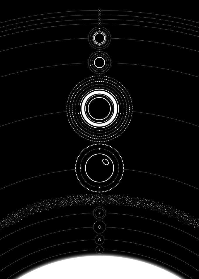 Minimalist Solar System Print | Astronomy Wall Art, Office Decor (Poster)
