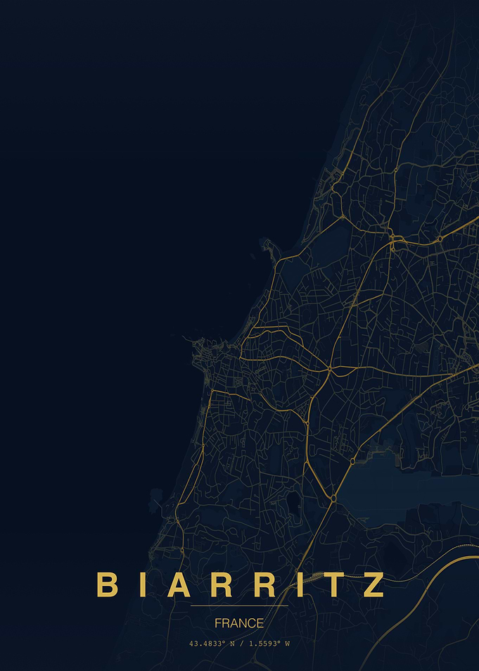 Minimalist Map of Biarritz France