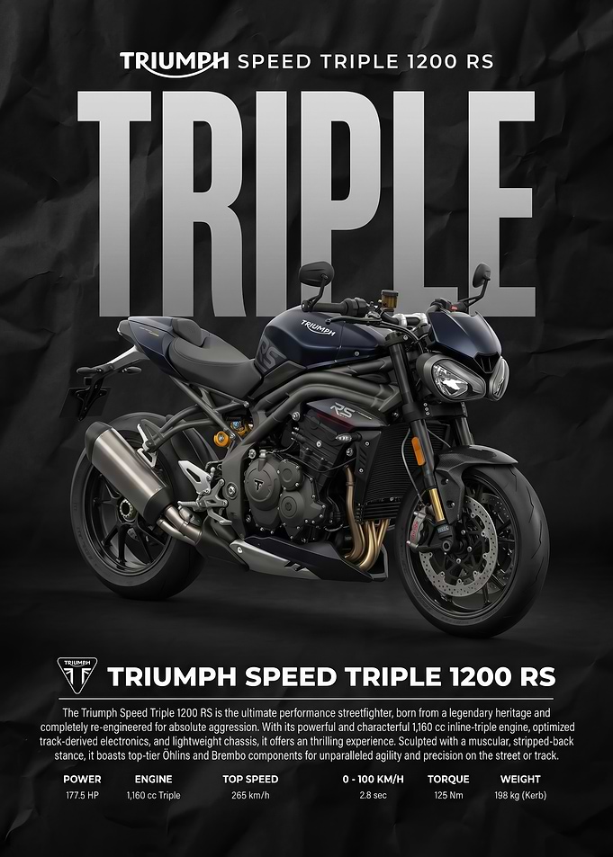modern car Wall Art Triumph Speed Triple 1200 RS Poster