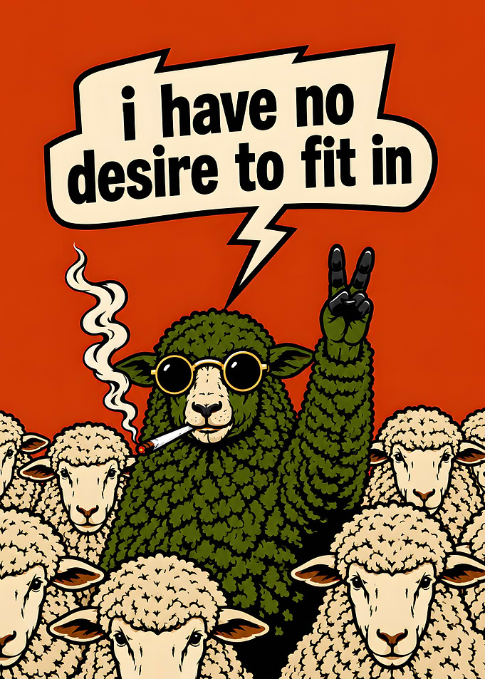 Rebellious Green Sheep Illustration