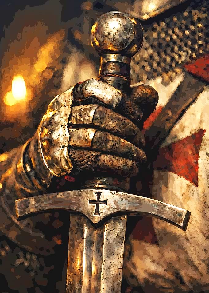 Crusader Knight Holding Sword