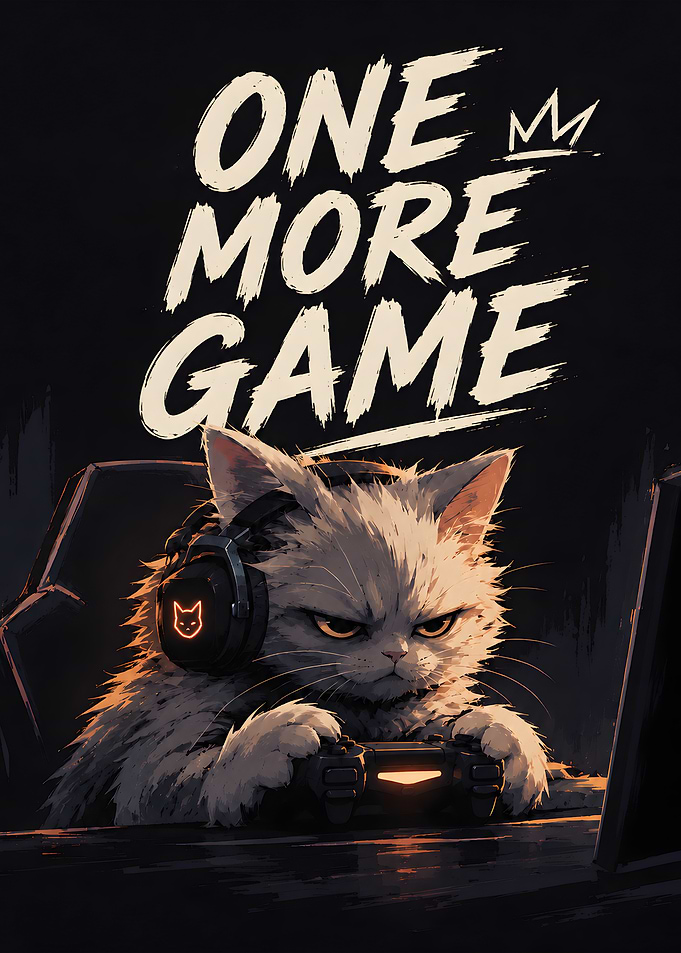 One More Game Gaming Quote Poster