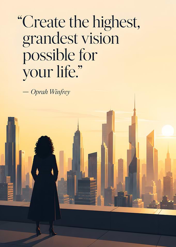 Oprah Winfrey Inspirational Cityscape Quote Poster