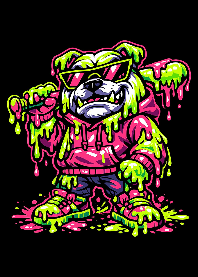 Neon Slime Bulldog Streetwear Character