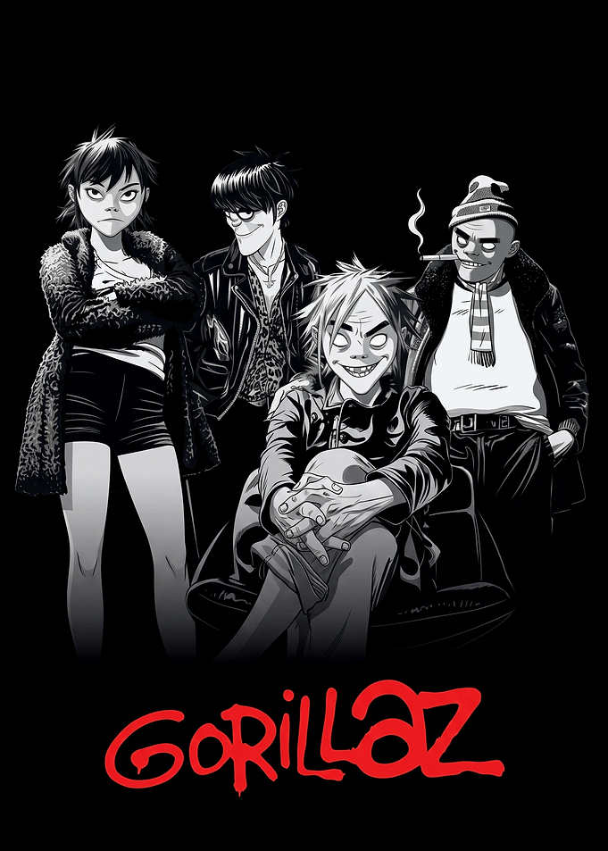 Gorillaz Black and White