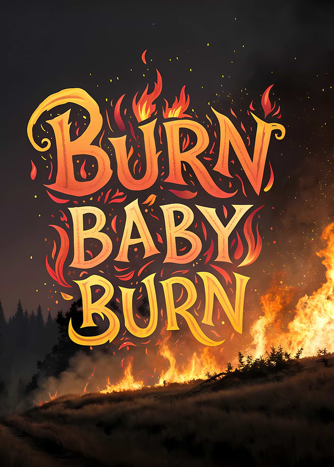 Burn Baby Burn Fire Typography Poster