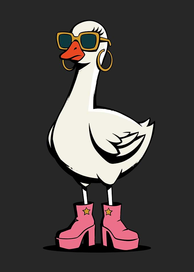 Stylish Goose in Platform Boots