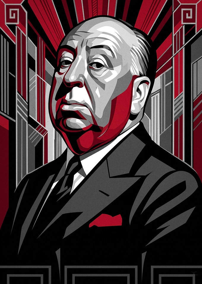 Alfred Hitchcock Art Deco Portrait