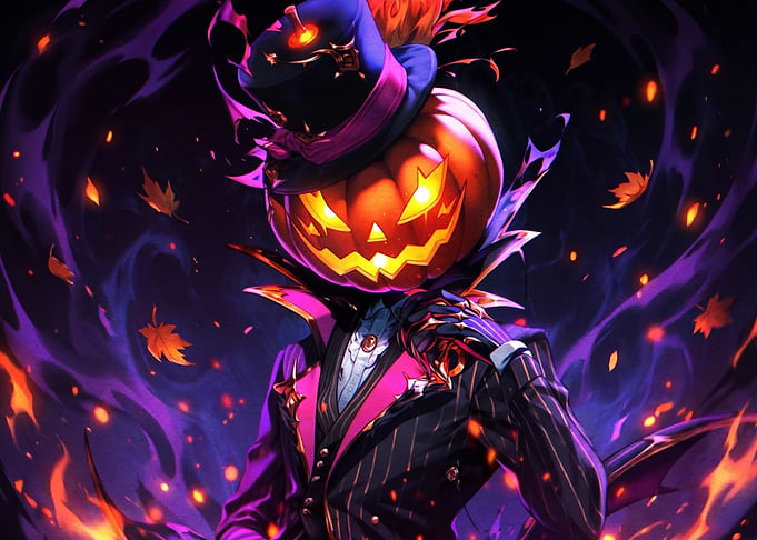 Elegant Pumpkin Head Halloween Character
