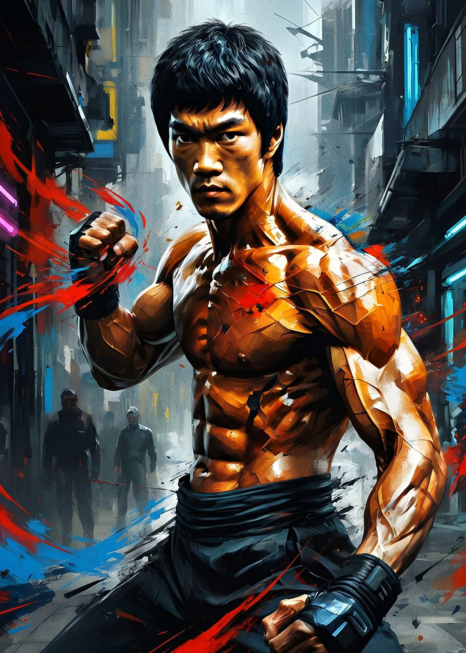 Bruce Lee Martial Arts Action Portrait
