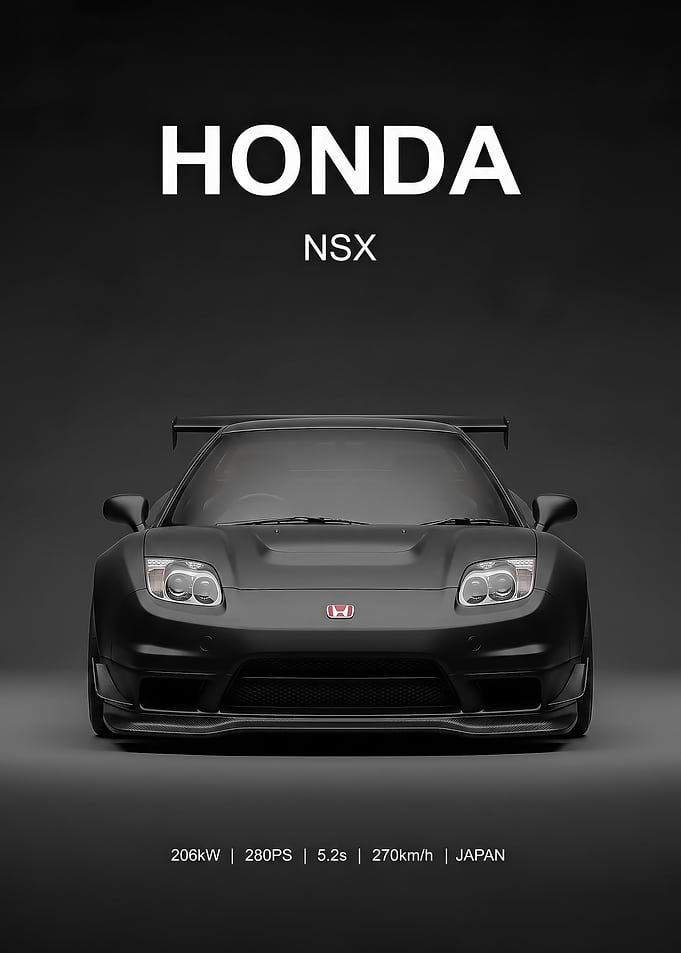 matte black Honda NSX Minimalist Car Poster