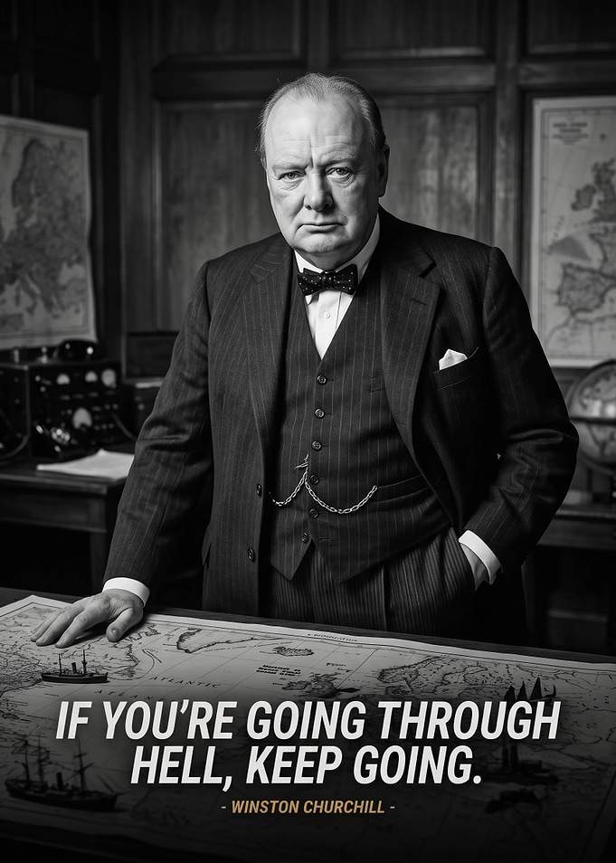 Winston Churchill Inspirational Quote Poster