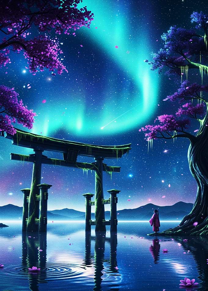 Aurora Over the Torii Gate