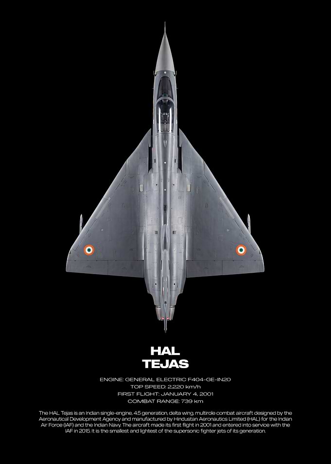 HAL Tejas Fighter Jet Technical Poster