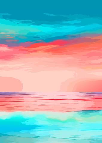 Vibrant Abstract Sunset Ocean Landscape