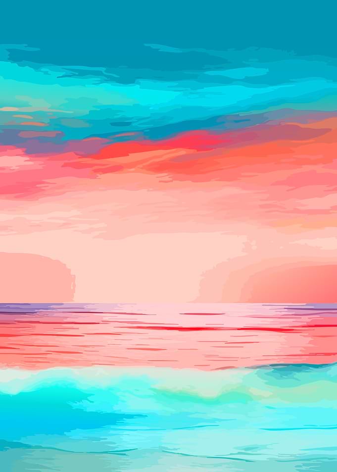 Vibrant Abstract Sunset Ocean Landscape