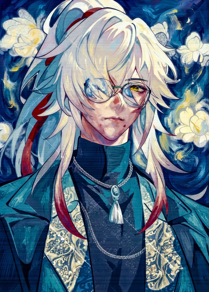 Elegant Anime Character with Floral Background