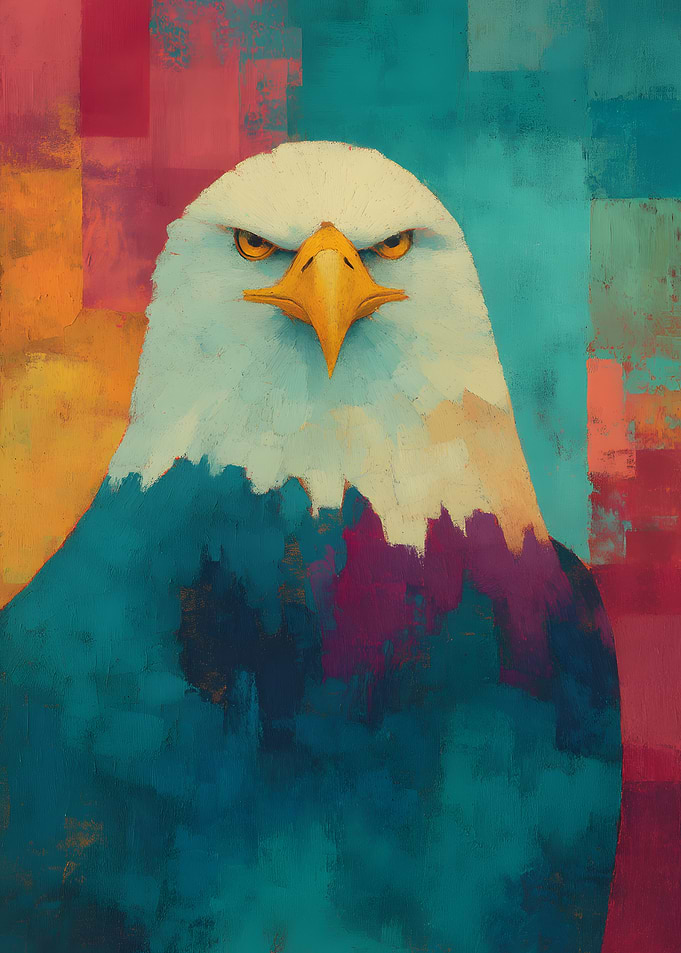 Abstract Bald Eagle Colorful Portrait