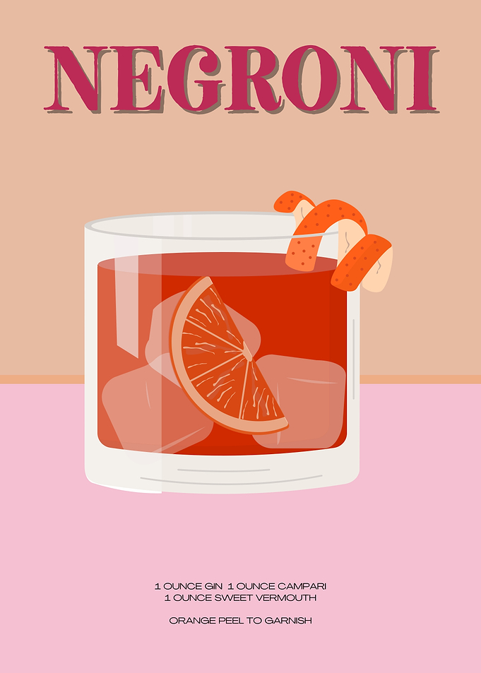 Negroni Cocktail Recipe Art Print