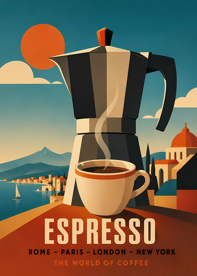 Vintage Espresso Travel Poster