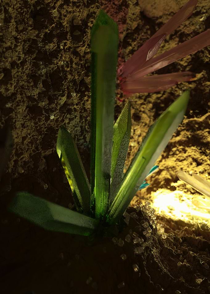 Glowing Green Crystal Cluster