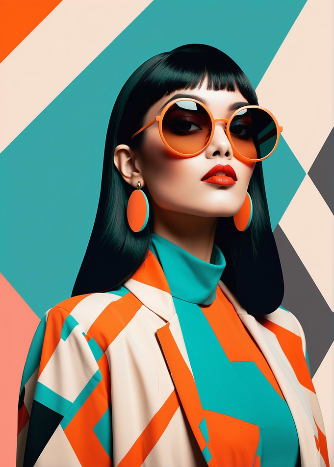 Stylish Woman in Geometric Fashion