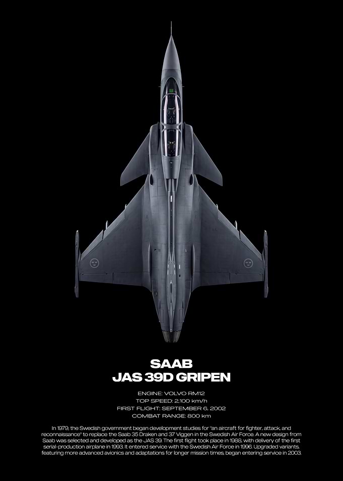Saab JAS 39D Gripen Technical Poster