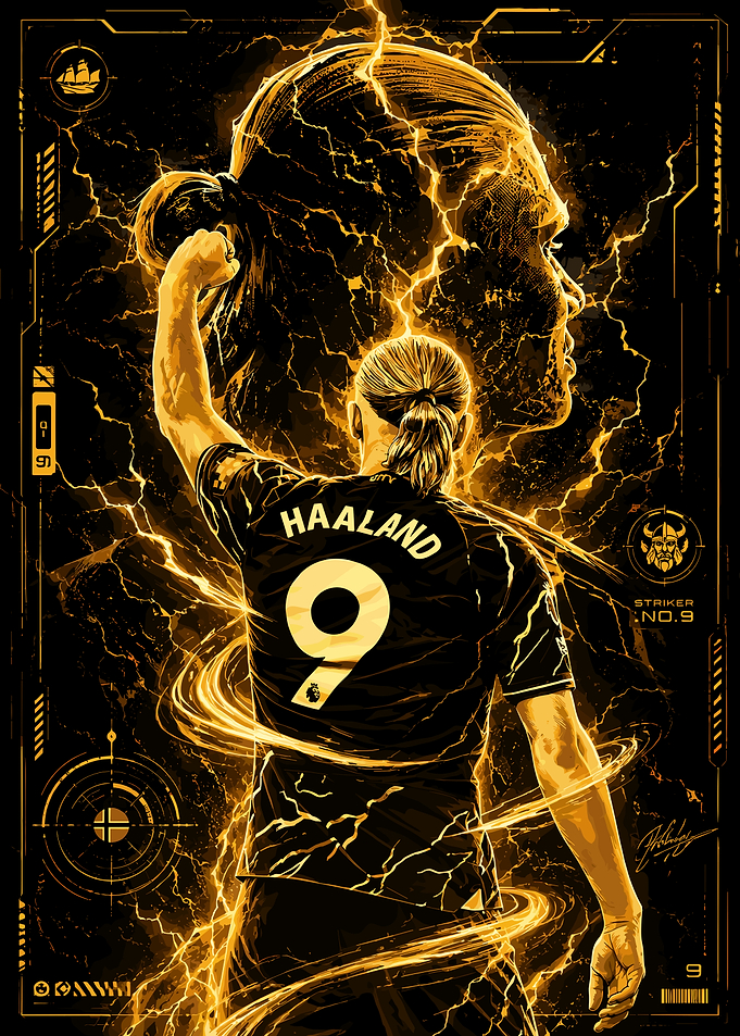 Erling Haaland Golden Lightning Poster