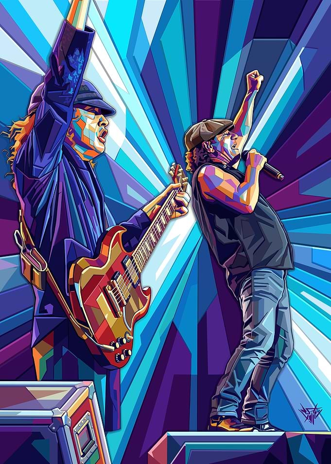AC/DC Band Members Pop Art Illustration