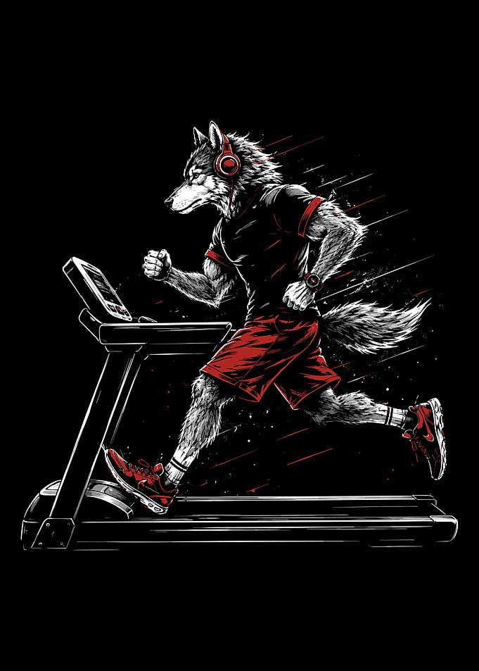 Running Wolf Fitness Workout Wall Art