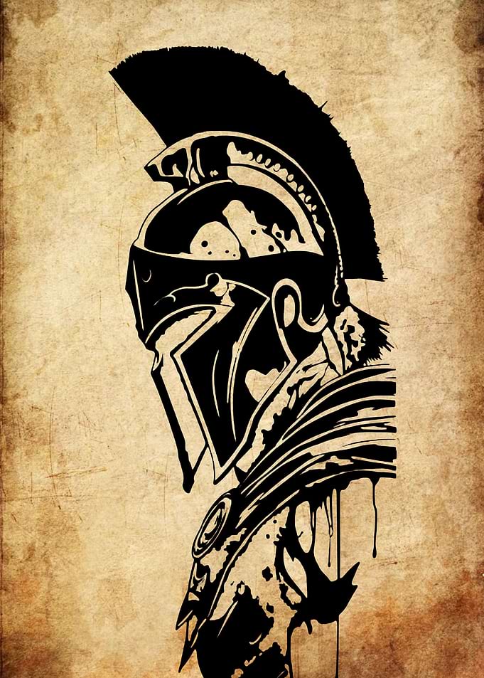 Spartan Warrior Helmet Silhouette Art