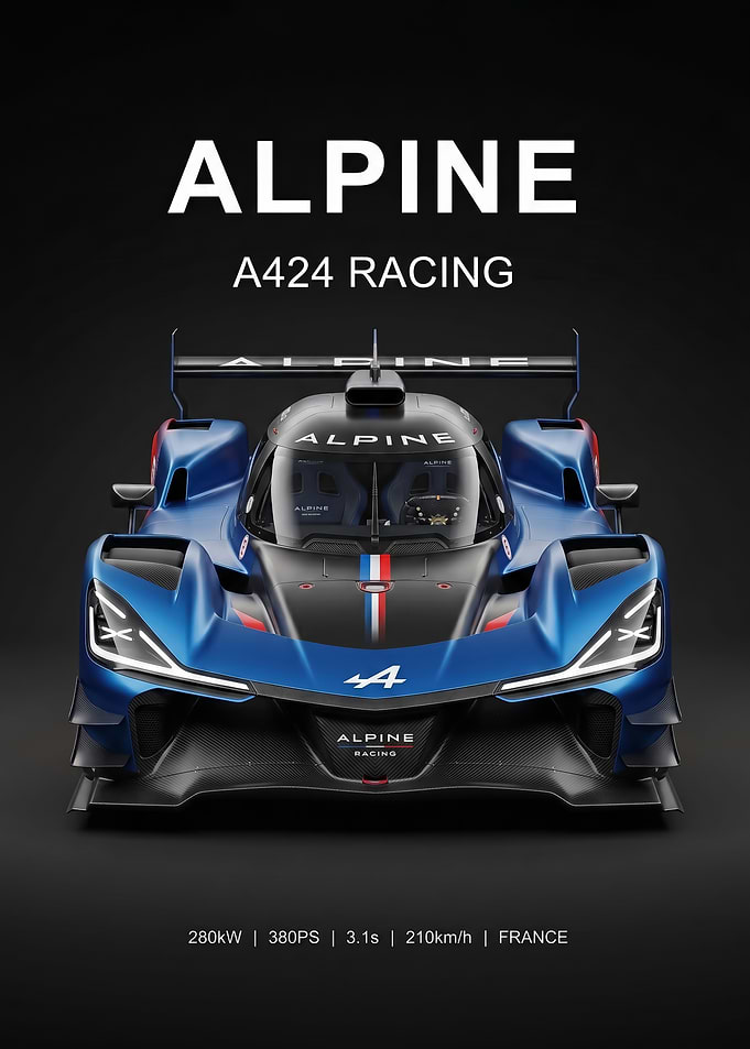 sleek Alpine A424 Racing Car Poster