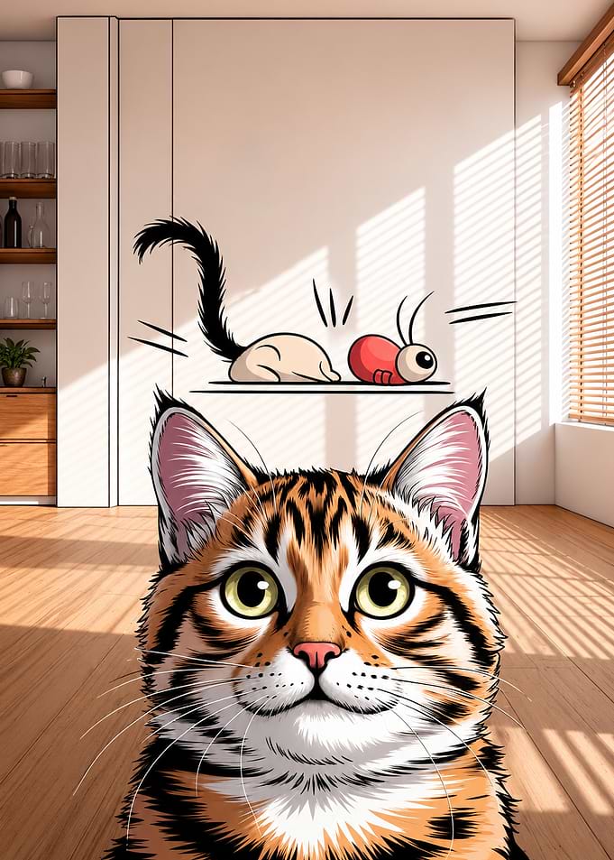 Cute Tabby Cat Wall Decal
