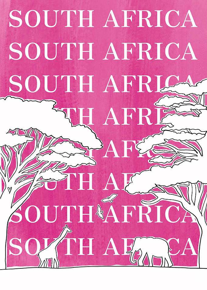 South Africa Safari Pink Poster