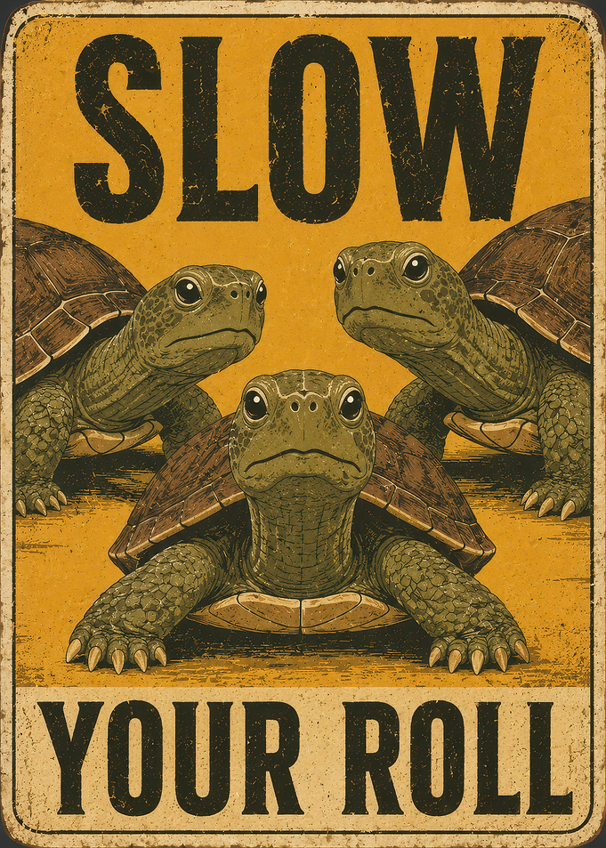 Slow Your Roll Turtle Sign