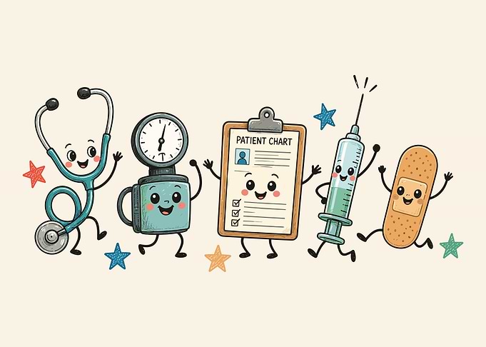 Cute Medical Characters Healthcare Wall Art