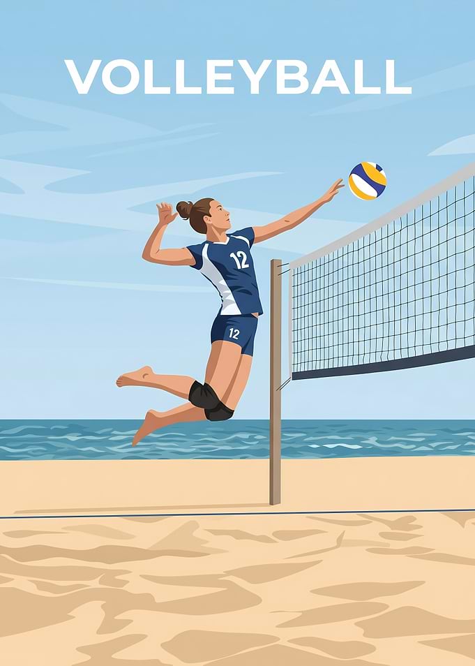 Beach Volleyball Player Action Poster