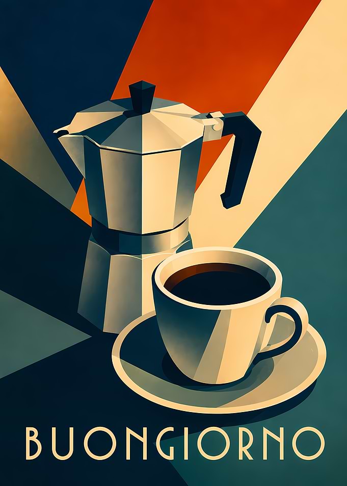 Buongiorno Moka Pot Coffee Poster