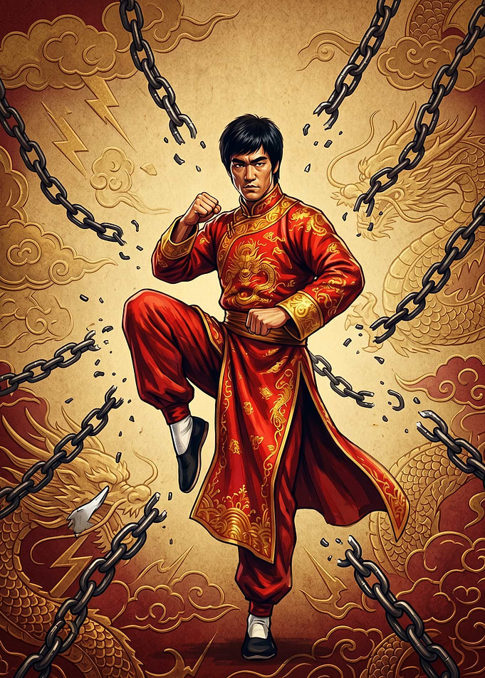 Bruce Lee Breaking Free Chains Poster