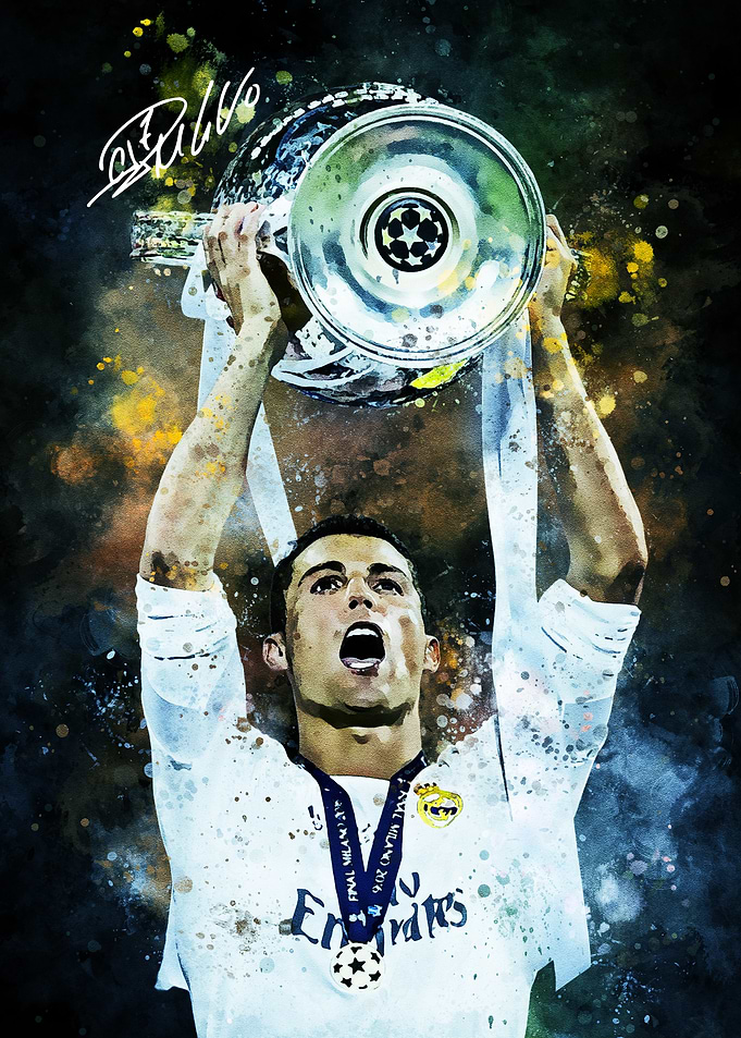 Cristiano Ronaldo Lifting Champions League Trophy